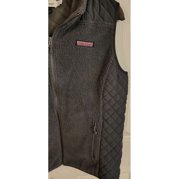 Vineyard Vine  Fleece Vest Jacket Size M Fully Zip Pockets Gray - Picture 6 of 8